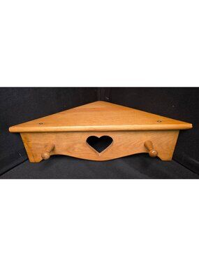 Vintage Heart Cutout Corner Wooden Wall Shelf Cottage Core Decor